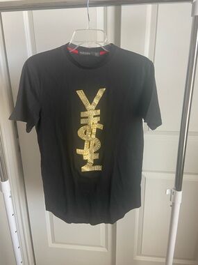Hudson Jeans Black Tee with Red Trim